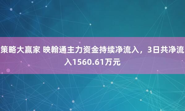 策略大赢家 映翰通主力资金持续净流入，3日共净流入1560.61万元
